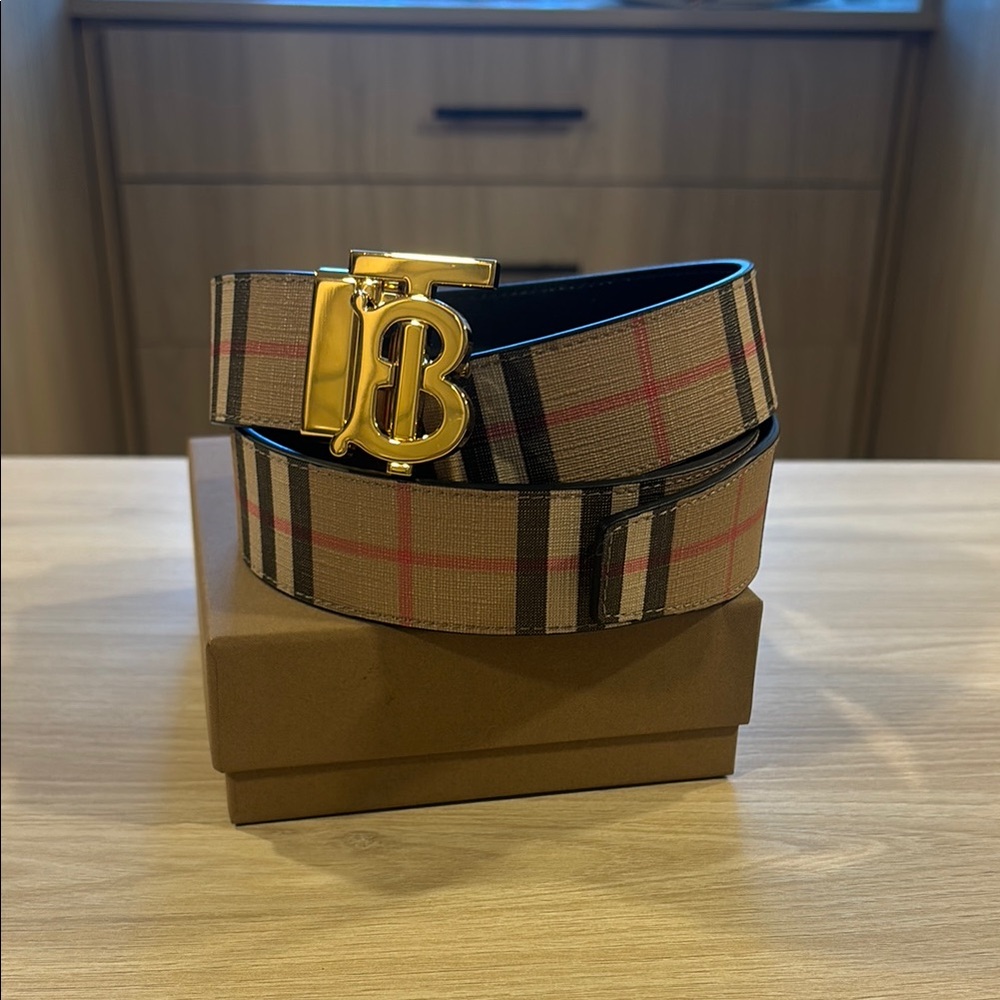 Men’s Burberry Reversible Monogram Motif Vintage Check Belt